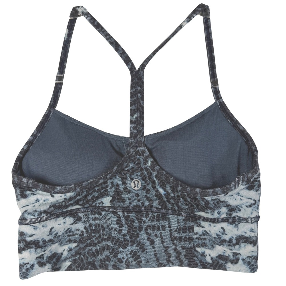 Lululemon Blue Snakeskin Tie Dye Y-Back Racerback Sports Bra Low Impact Yoga - Picture 2 of 13